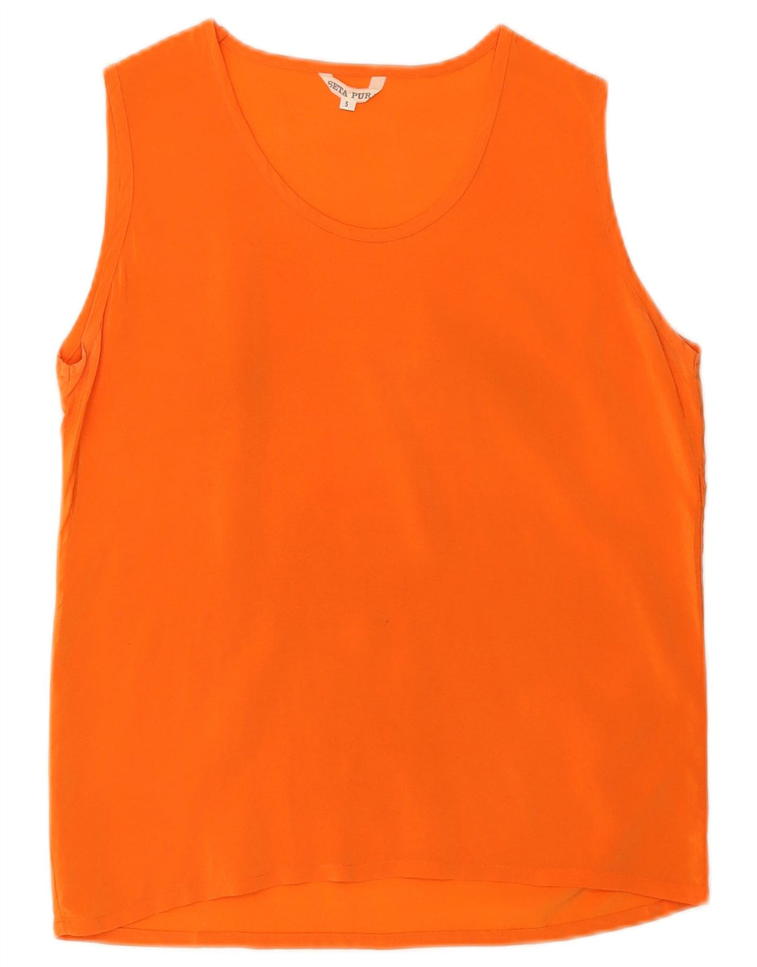 Canotta vintage da donna UK 10 piccola seta arancione