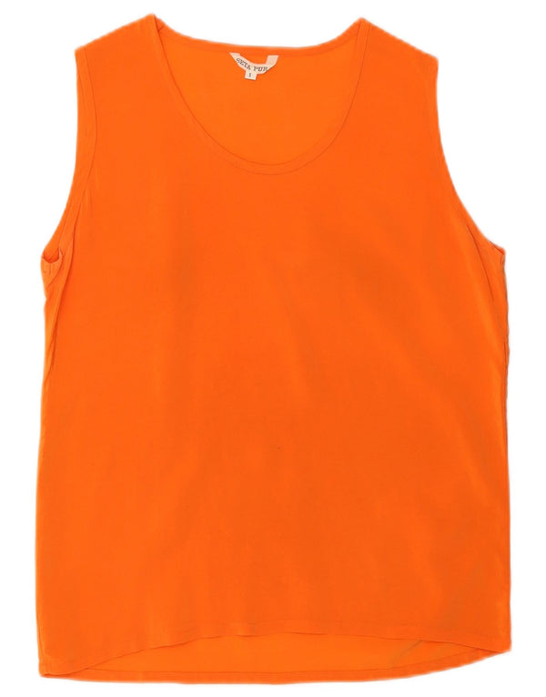 Canotta vintage da donna UK 10 piccola seta arancione