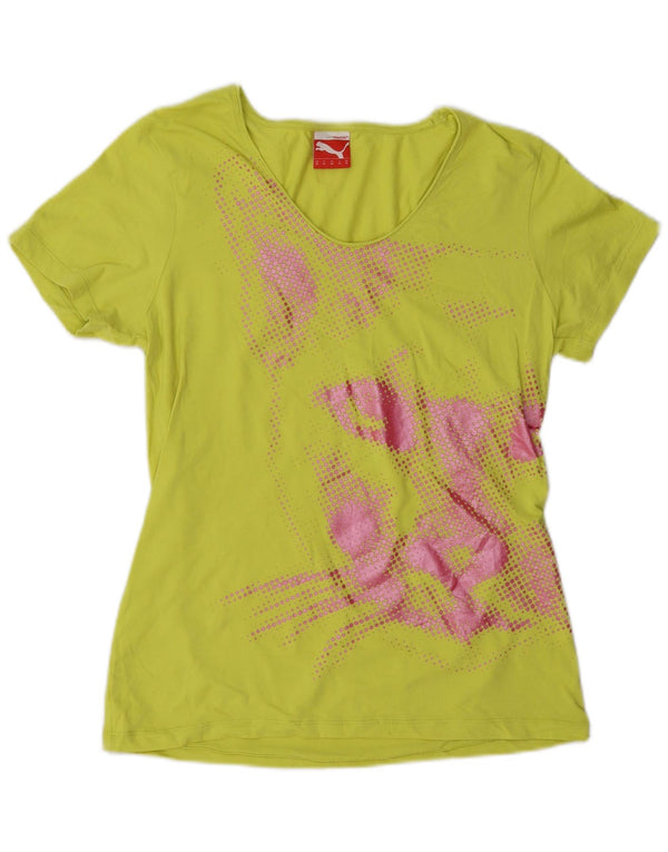 T-shirt grafica da donna Puma UK 16 grande gialla