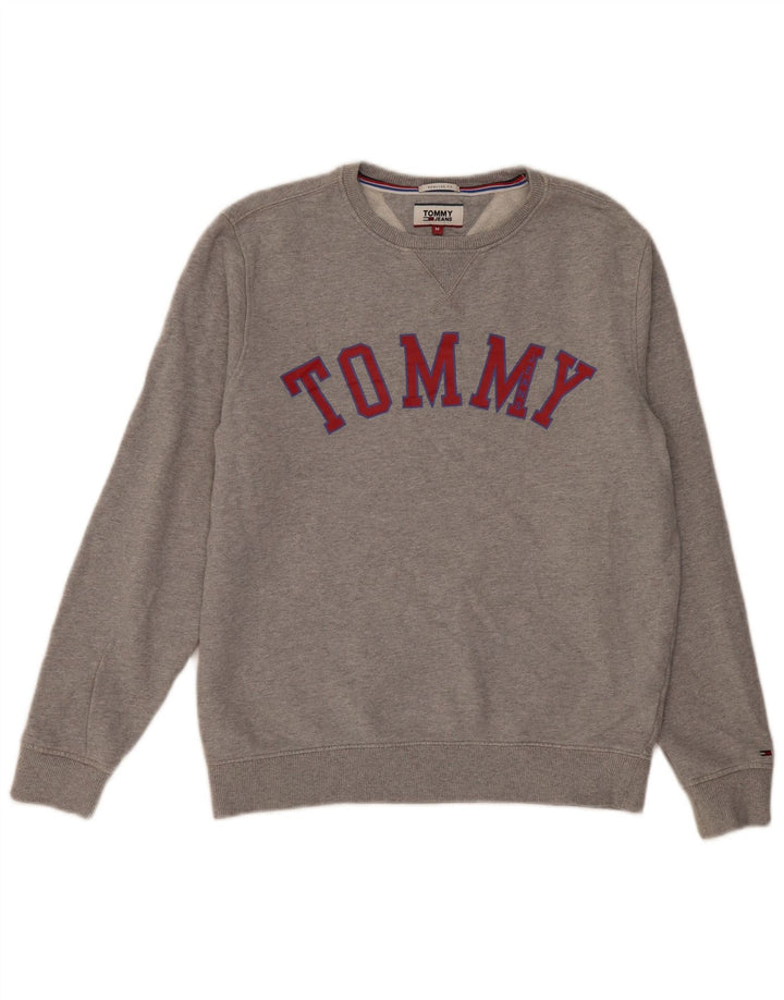 Felpa grafica da donna Tommy Hilfiger Maglione UK 14 Grigio medio chiazzato