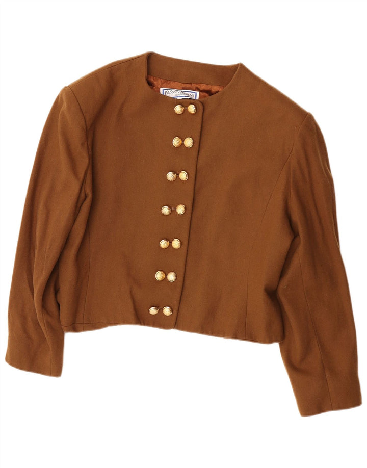Giacca blazer corta da donna Yves Saint Laurent IT 46 grande marrone classica