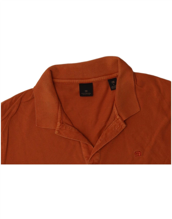 SCOTCH & SODA Mens Polo Shirt Large Orange Cotton