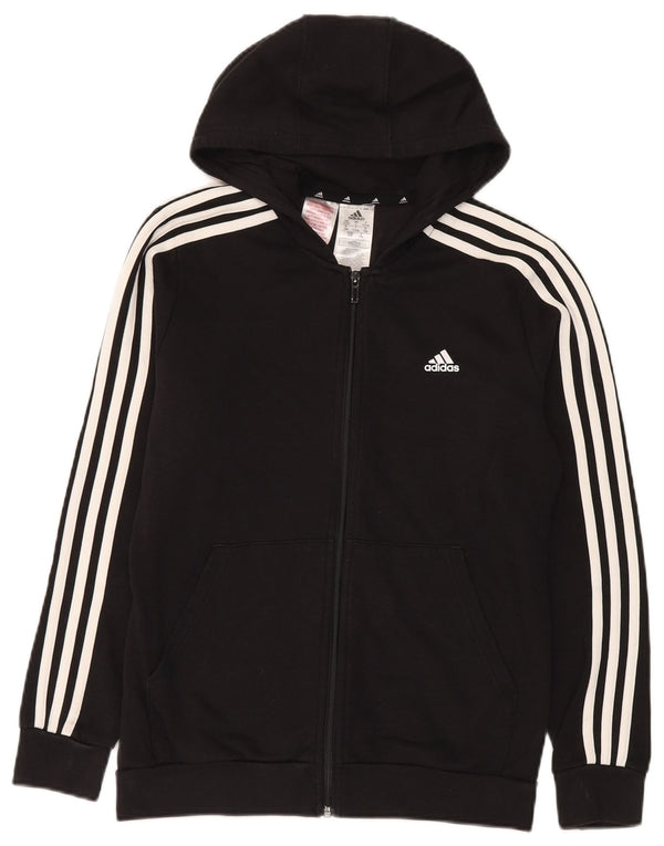Felpa con cappuccio e zip Adidas da bambino 13-14 anni in cotone color block nero
