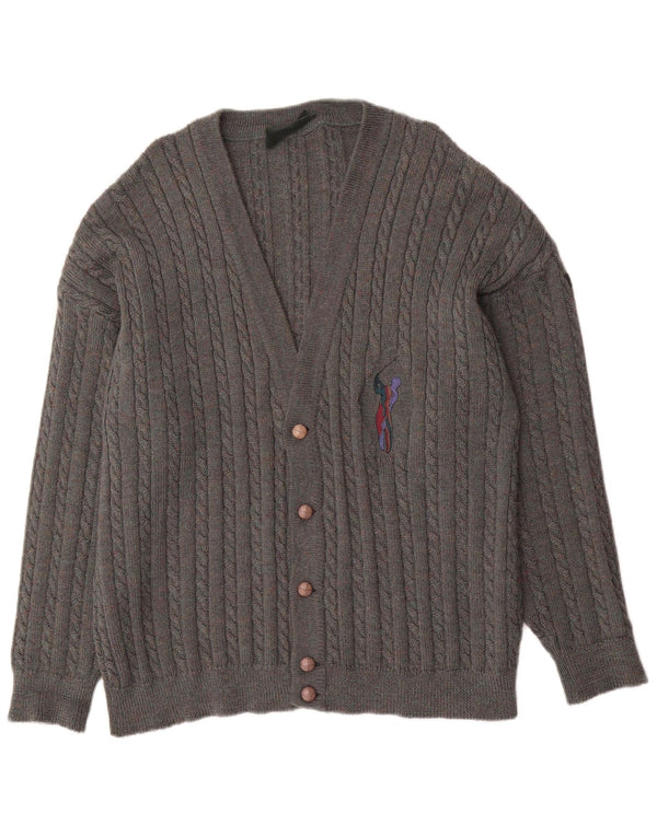 Vintage Mens Cardigan Sweater XL Grey
