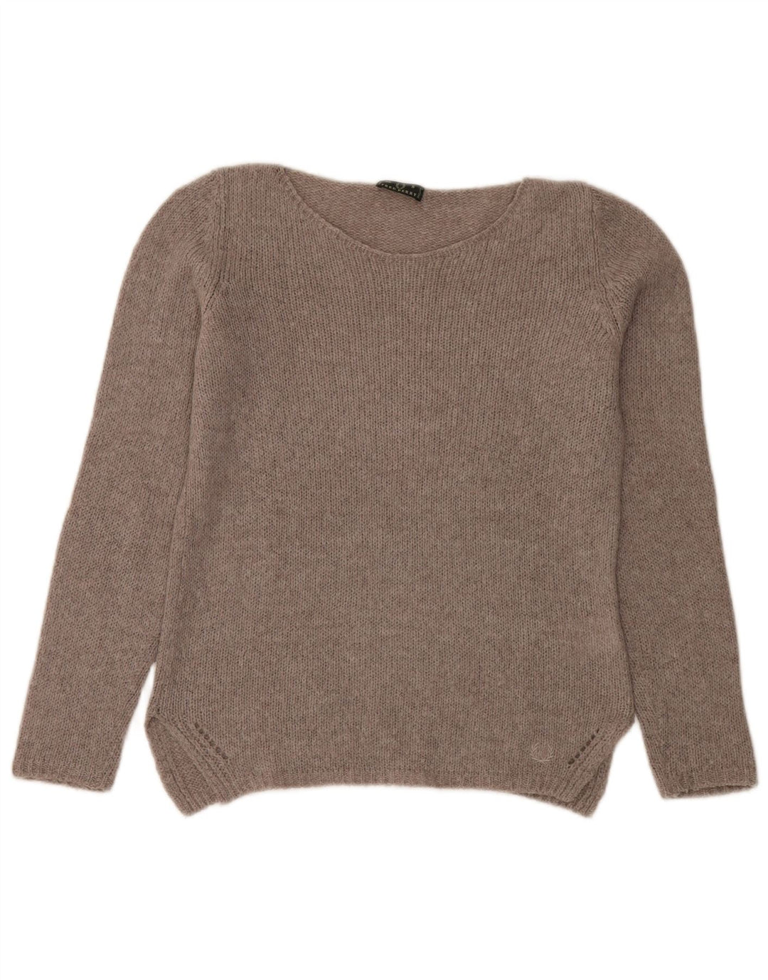 Maglione maglione con scollo a barca da donna Fred Perry UK 10 piccolo grigio poliammide