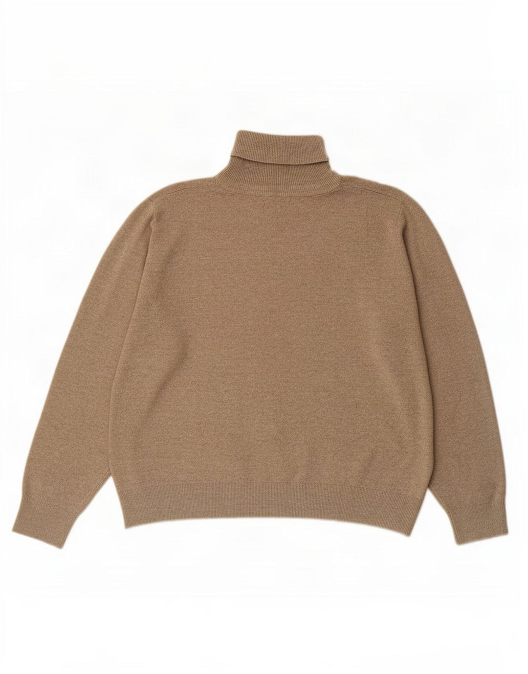Maglione maglione da uomo Marks & Spencer a collo alto, grande poliestere screziato marrone