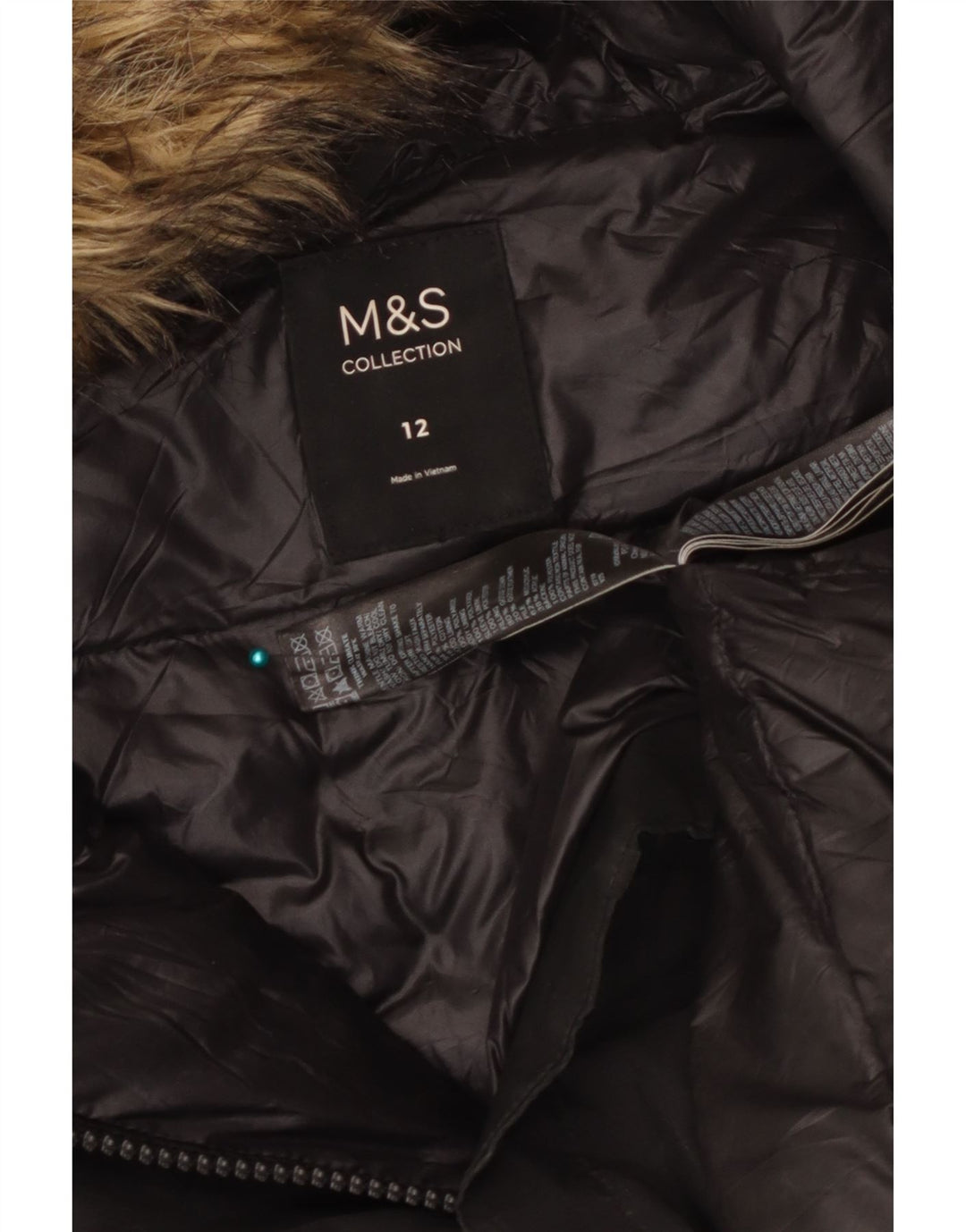 Cappotto con cappuccio da donna Marks & Spencer UK 12 medio poliestere nero