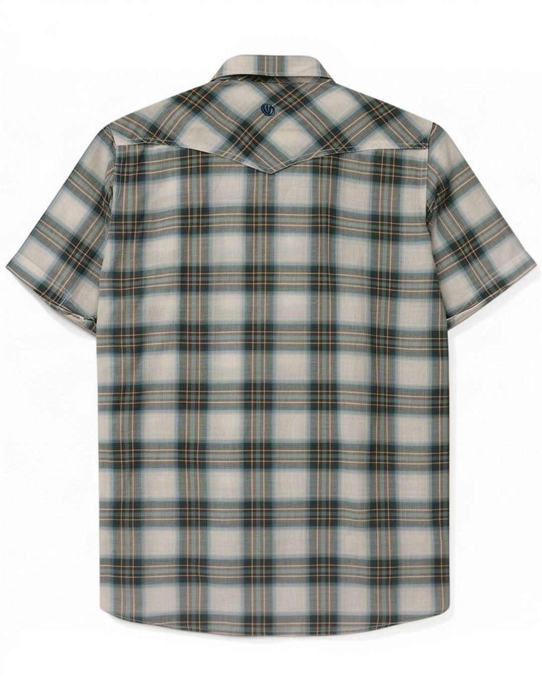Fat Face Camicia a maniche corte da uomo in cotone a quadri blu medio