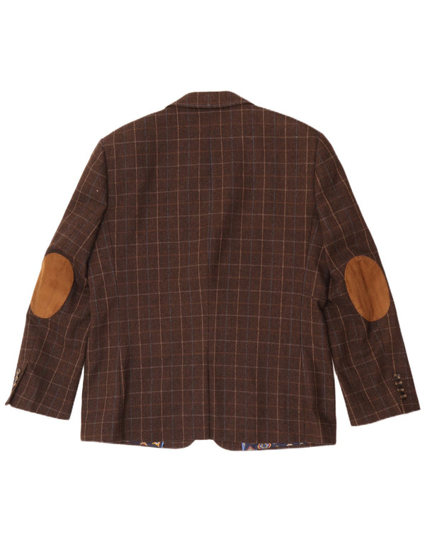 Giacca blazer da uomo dalla vestibilità regolare Harvey & Jones UK 46 3XL a quadri marroni