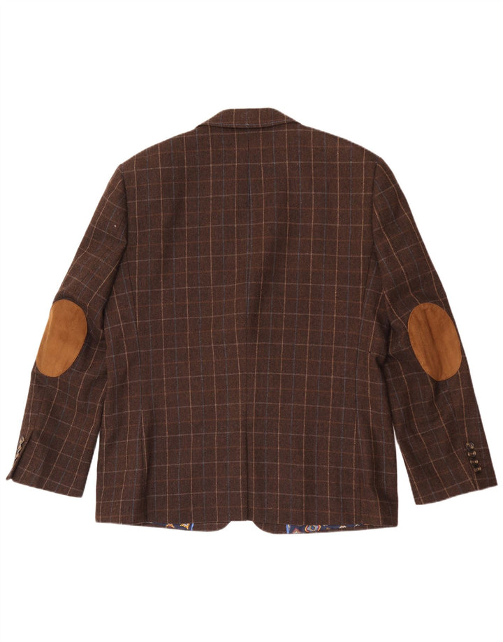 Giacca blazer da uomo dalla vestibilità regolare Harvey & Jones UK 46 3XL a quadri marroni