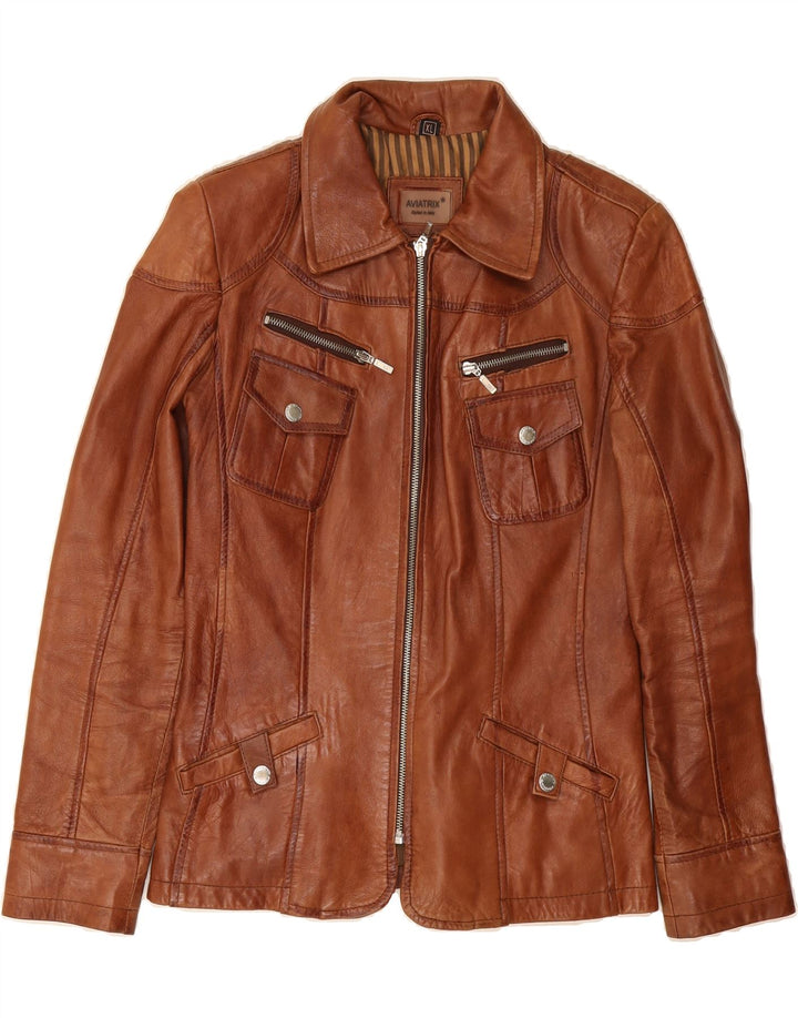 AVIATRIX Womens Leather Jacket UK 18 XL Brown Leather Vintage Aviatrix and Second-Hand Aviatrix from Messina Hembry 
