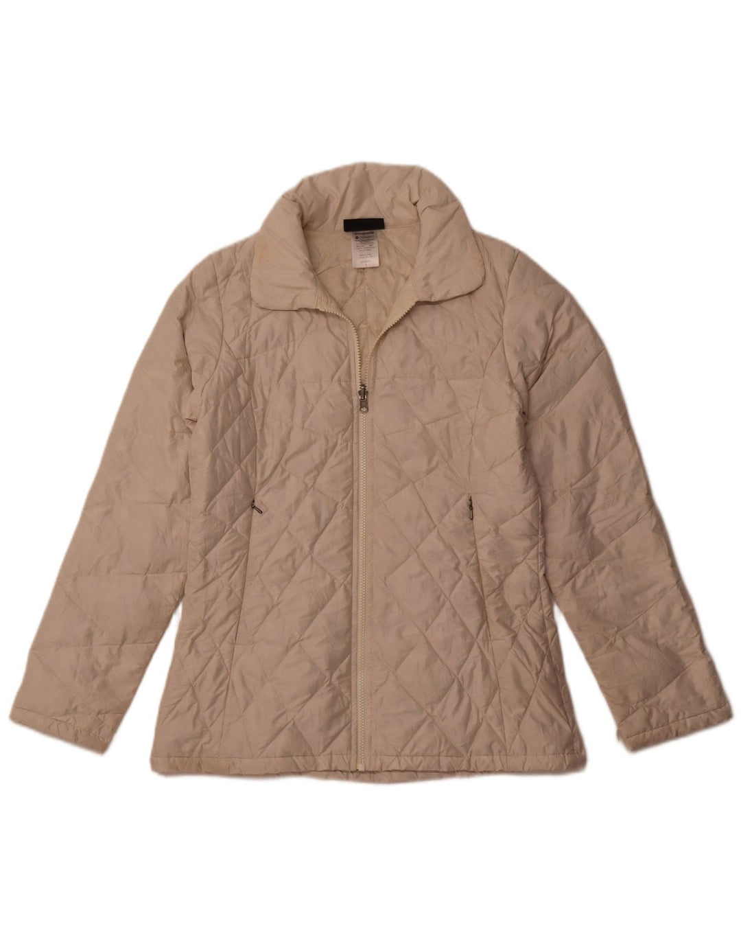 PATAGONIA Giacca imbottita trapuntata da donna UK 10 Small Poliestere bianco sporco
