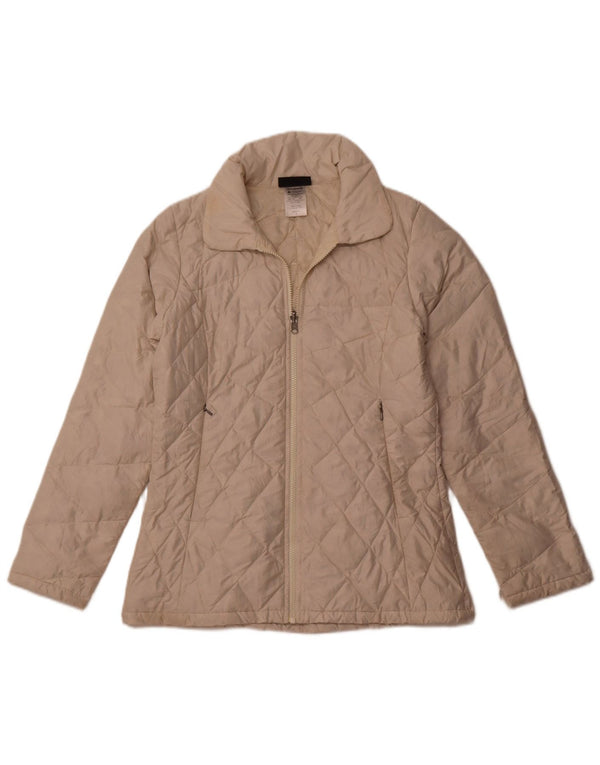 PATAGONIA Giacca imbottita trapuntata da donna UK 10 Small Poliestere bianco sporco