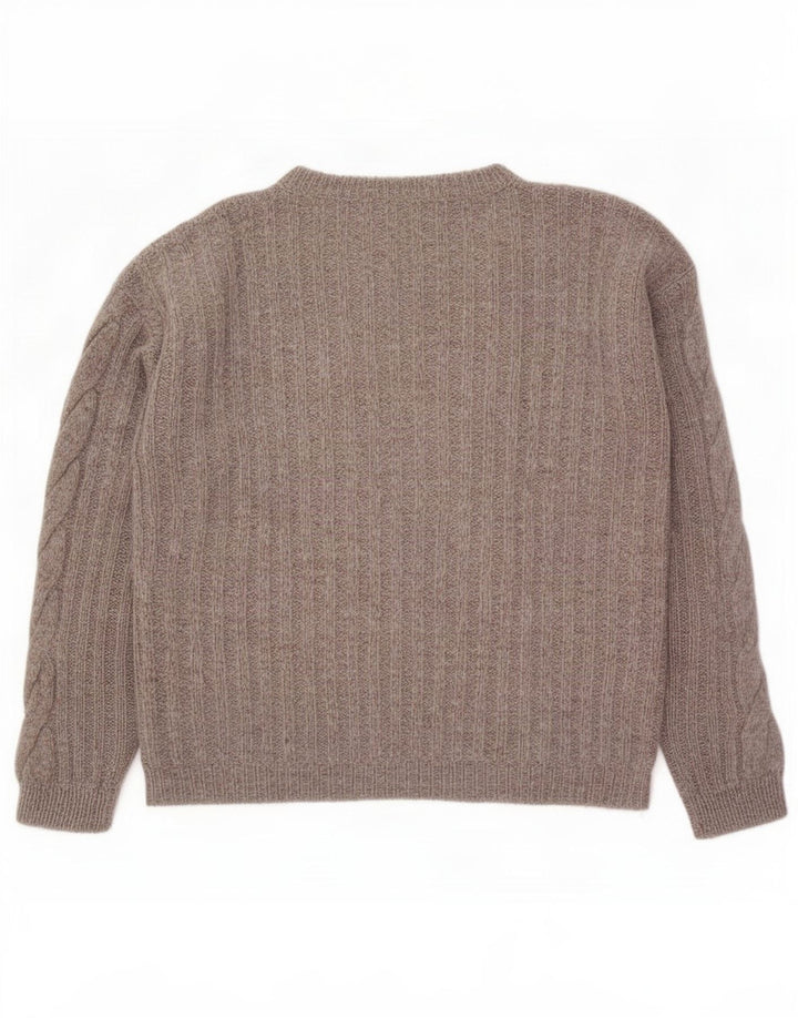 Maglione maglione girocollo da donna vintage UK 14 Grigio medio