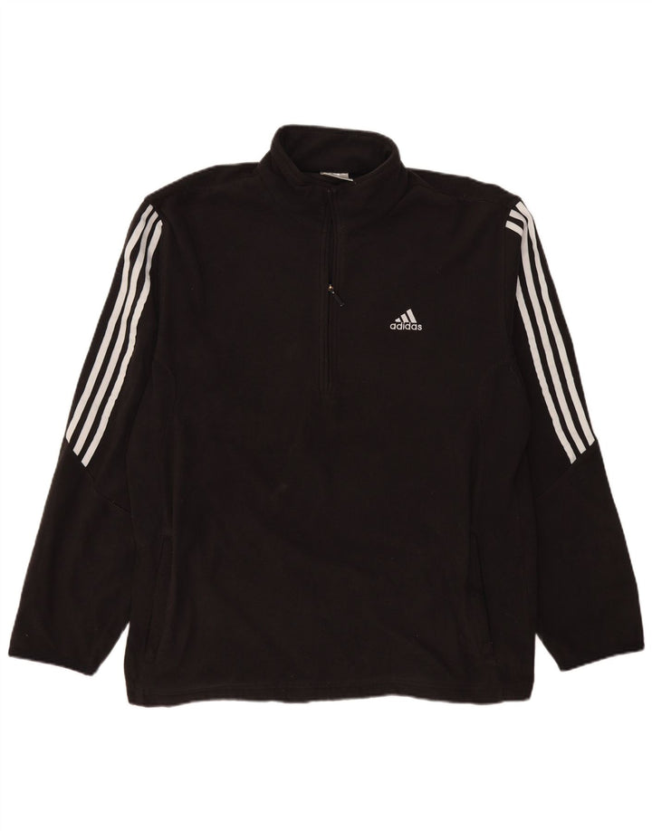 Maglione in pile Adidas da uomo con zip e collo XL in poliestere nero