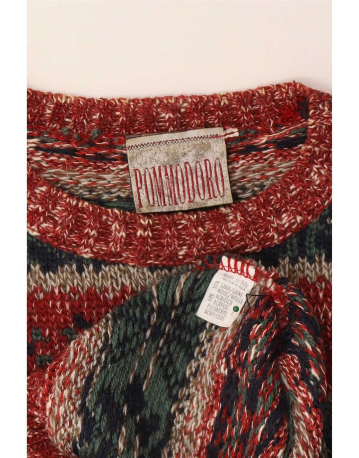 Maglione girocollo da uomo vintage in lana Fair Isle multicolore medio