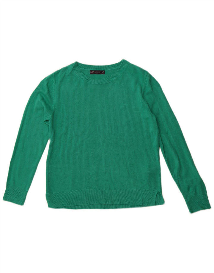 Maglione maglione girocollo corto da donna Marks & Spencer UK 14 verde medio