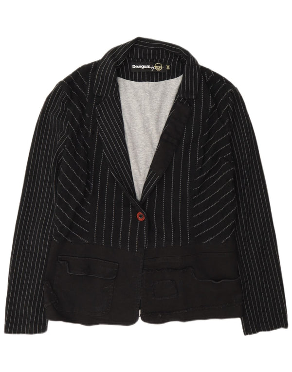 Giacca blazer da donna a 1 bottone Desigual EU 44 XL viscosa a righe grigie