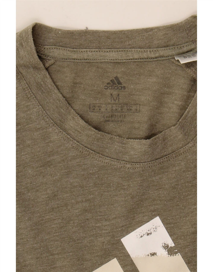 ADIDAS Mens Climalite Graphic T-Shirt Top Medium Khaki Cotton Vintage Adidas and Second-Hand Adidas from Messina Hembry 