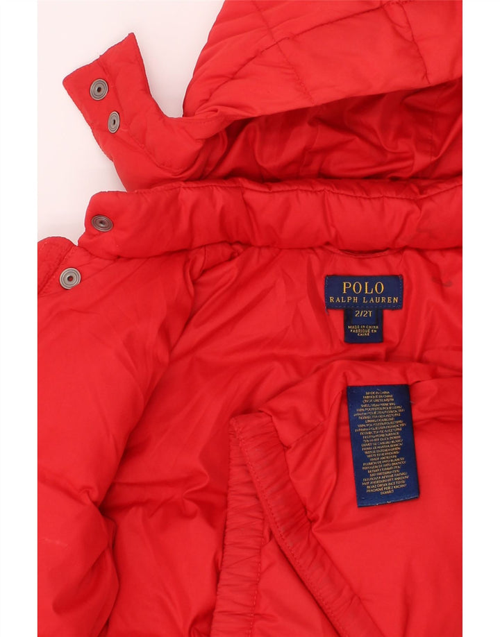 Polo Ralph Lauren Giacca imbottita con cappuccio da neonato 18-24 mesi in poliestere rosso