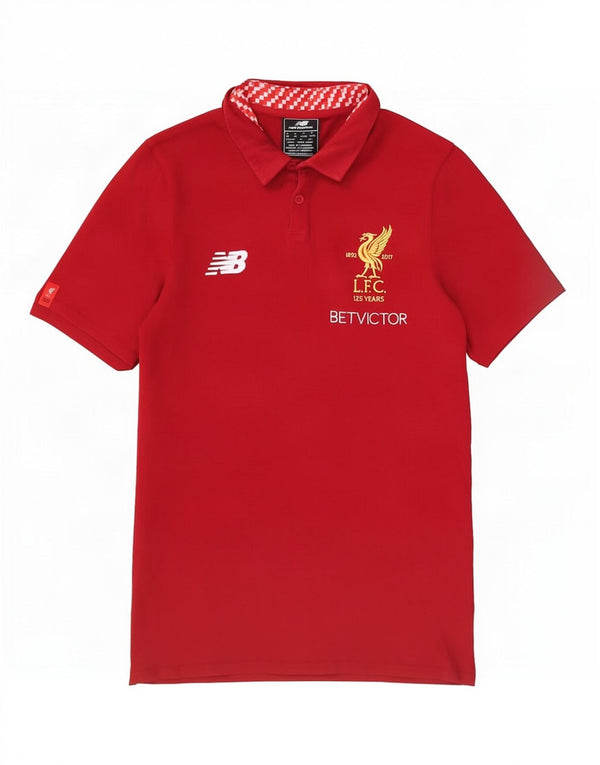 Polo grafica da uomo New Balance Liverpool piccola in cotone rosso