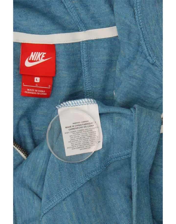 Felpa con cappuccio e zip da donna Nike UK 14 Grande poliestere screziato blu