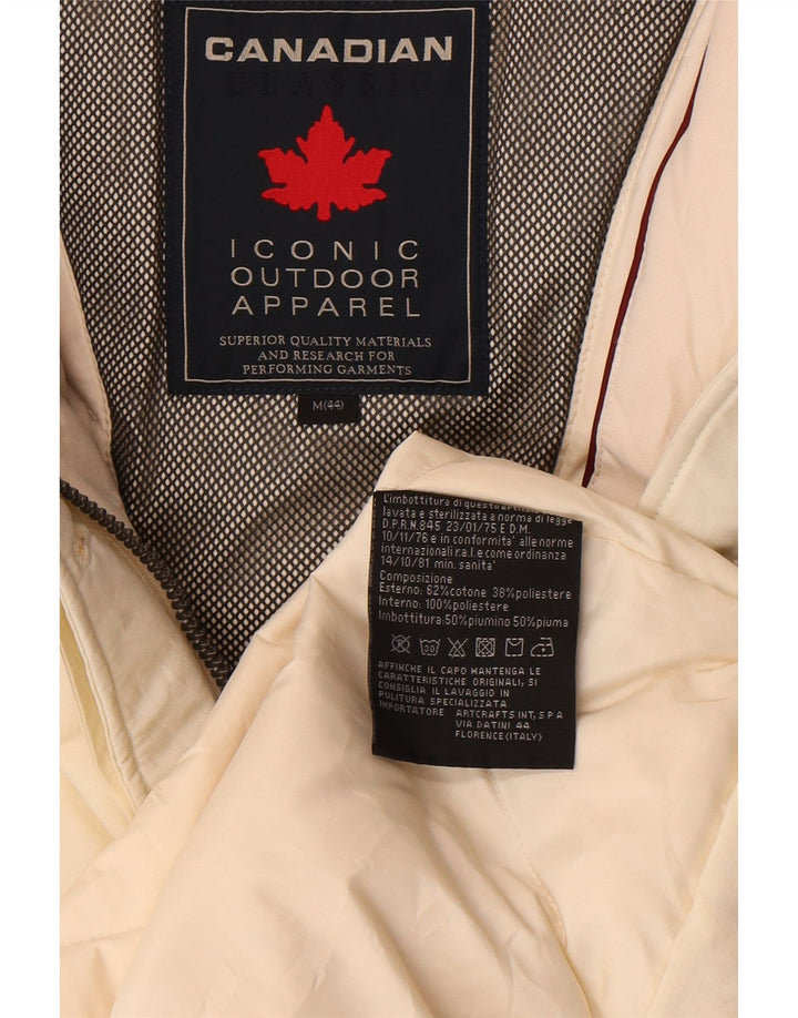 Cappotto imbottito con cappuccio da donna canadese IT 44 cotone bianco sporco medio