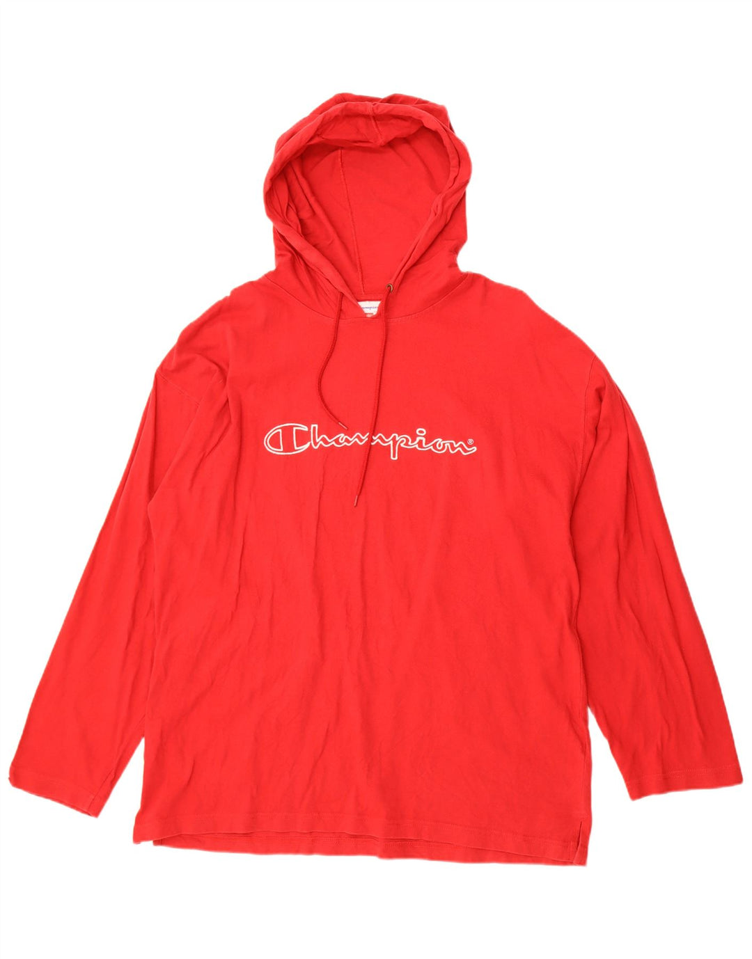 Champion Maglietta grafica da uomo con cappuccio a maniche lunghe XL in cotone rosso