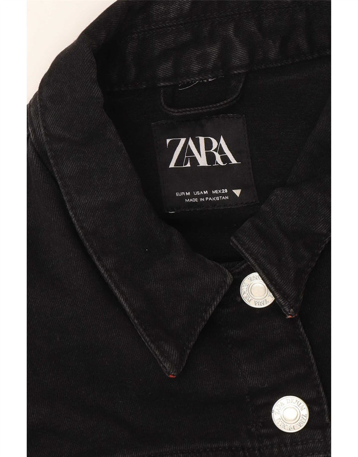 Giacca di jeans oversize corta da donna Zara UK 14 media nera