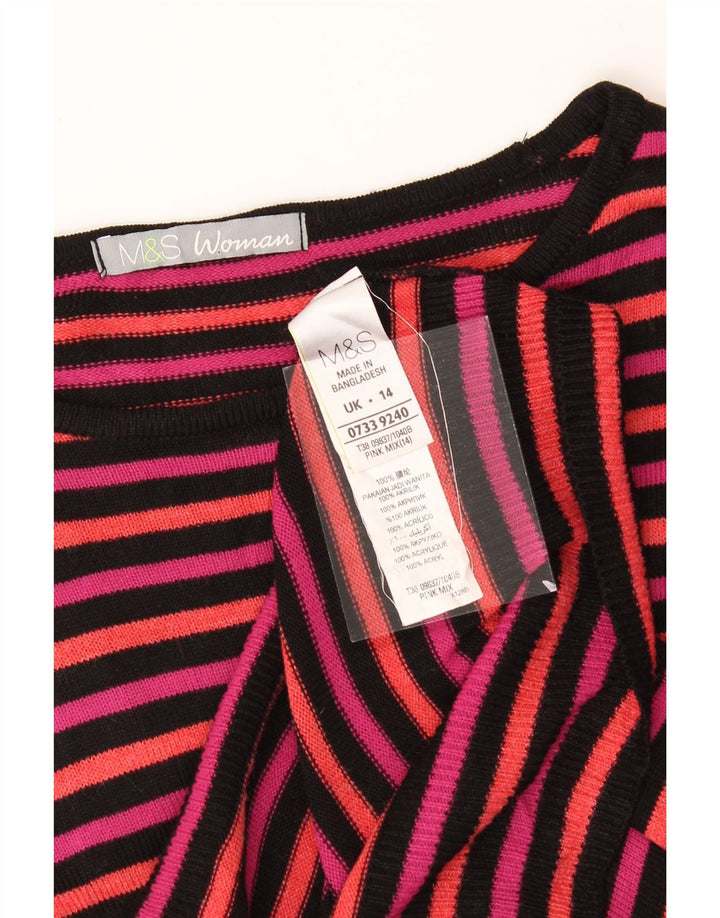 MARKS & SPENCER Womens Boat Neck Jumper Sweater UK 14 Large  Multicoloured Vintage Marks & Spencer and Second-Hand Marks & Spencer from Messina Hembry 