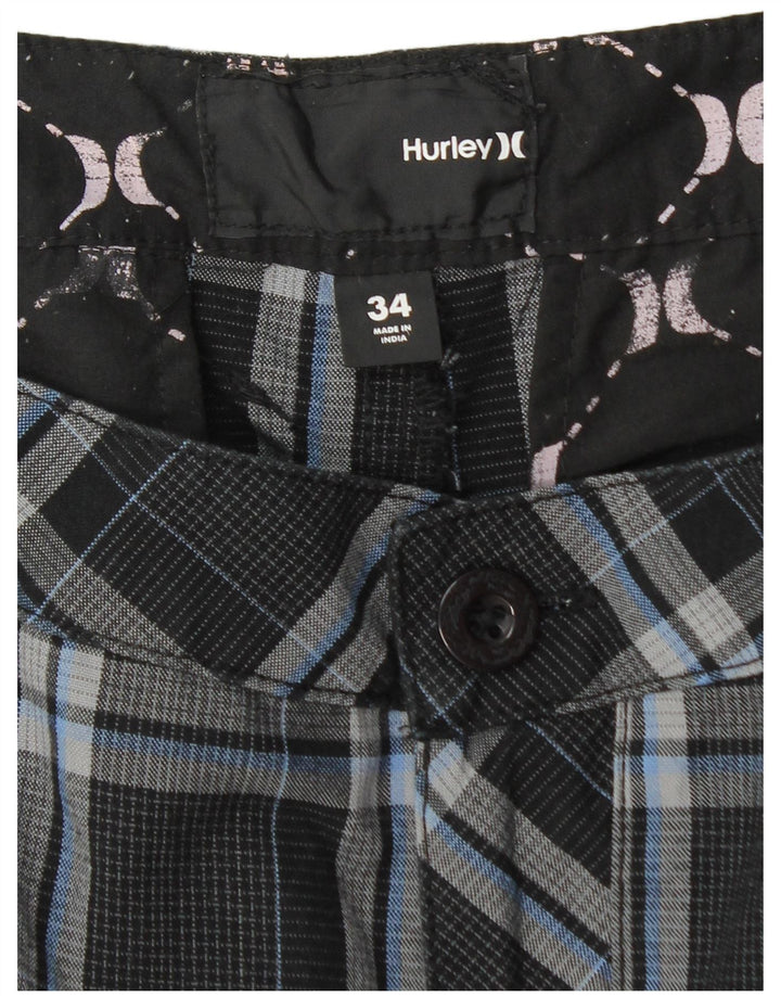 Pantaloncini cargo da uomo Hurley W34 grandi in cotone a quadri neri