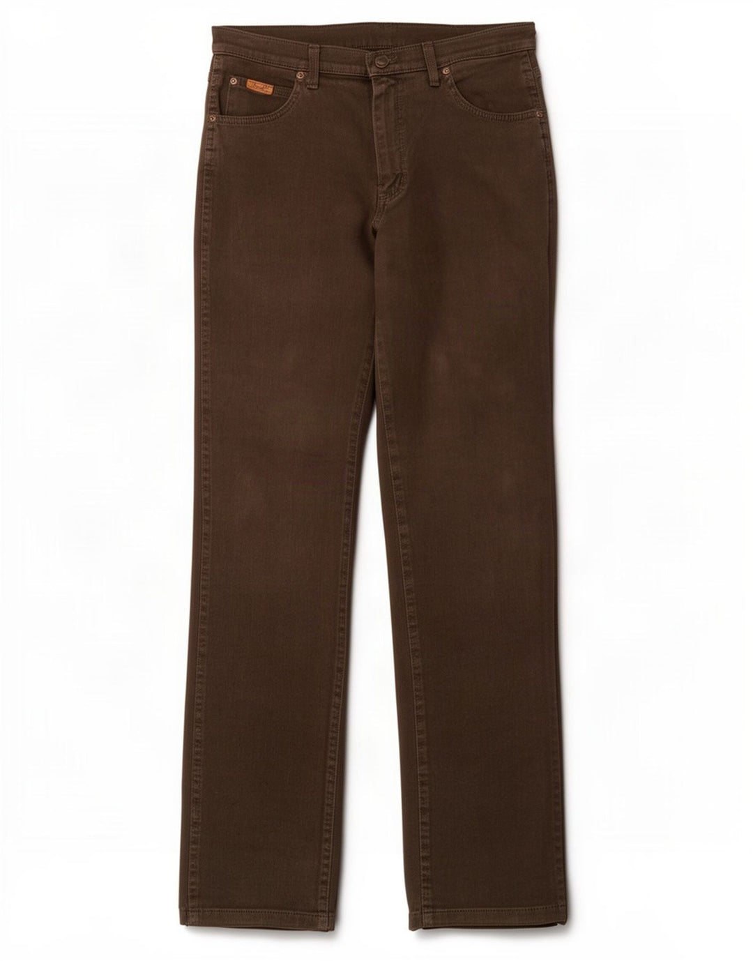 Jeans dritti elasticizzati Texas da uomo Wrangler W33 L36 cotone marrone