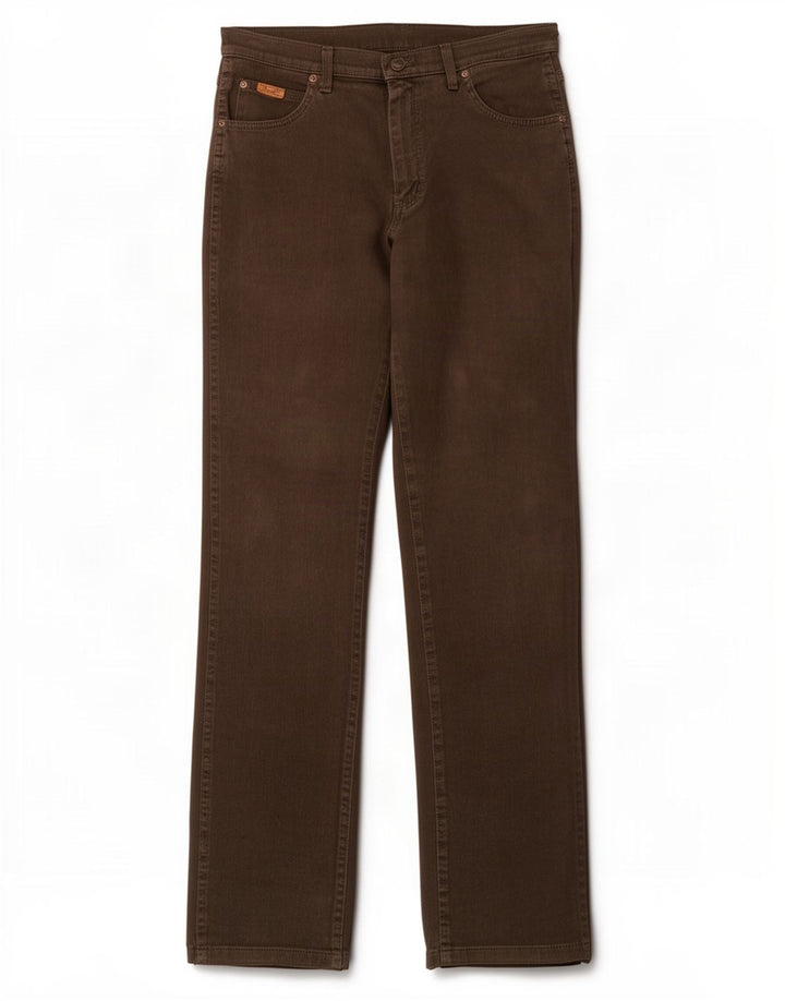 Jeans dritti elasticizzati Texas da uomo Wrangler W33 L36 cotone marrone