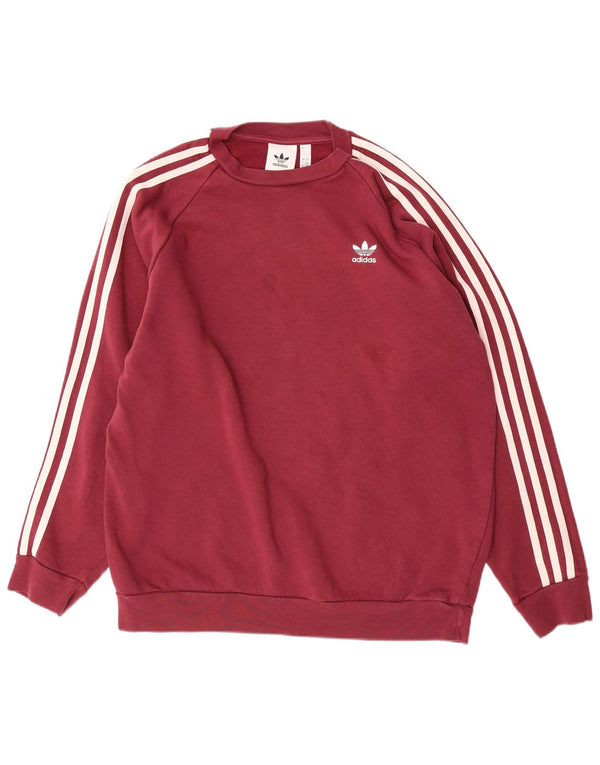 Felpa da uomo Adidas Maglione grande in cotone bordeaux