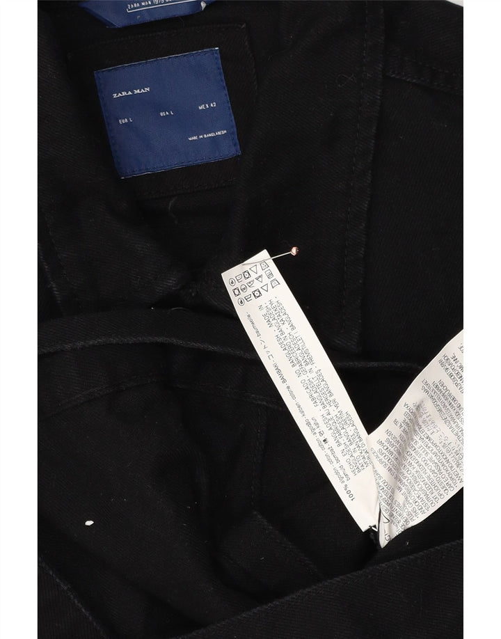 Giacca di jeans da uomo Zara UK 40 grande cotone nero
