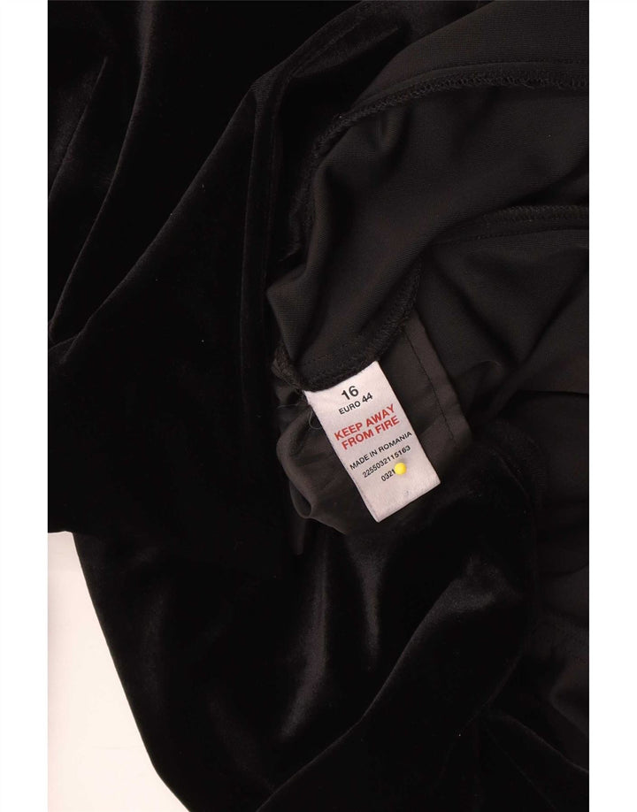 Soprabito vintage da donna in velluto UK 16 grande poliestere nero