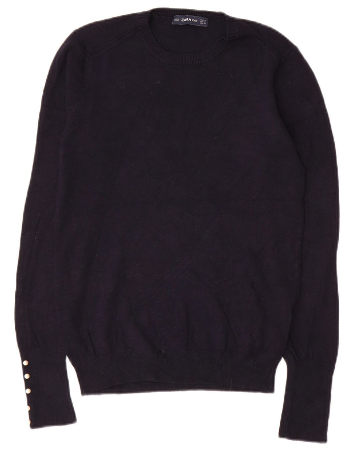 ZARA Maglione Girocollo da Donna UK 12 Medio Blu Navy