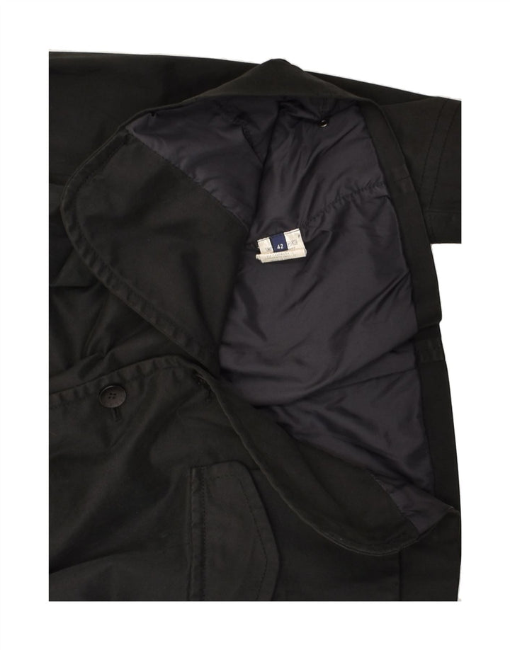 TRUSSARDI Womens 3 Button Blazer Jacket IT 42 Medium Black Cotton | Vintage Trussardi | Thrift | Second-Hand Trussardi | Used Clothing | Messina Hembry 