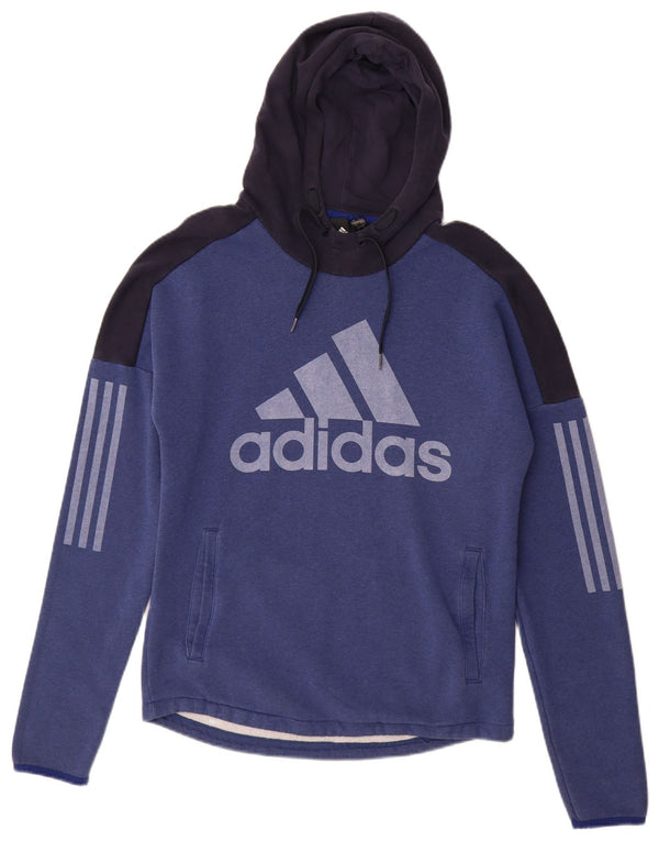 Maglione con cappuccio grafico da uomo ADIDAS piccolo in cotone color block blu navy