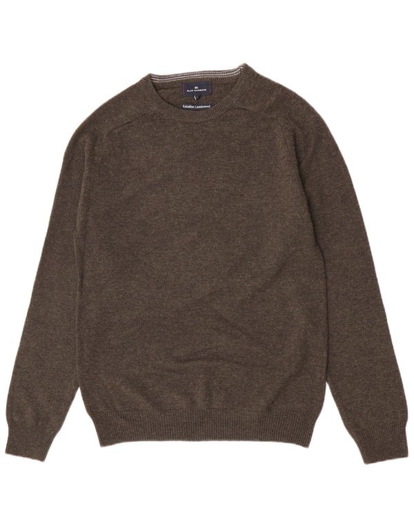 Maglione maglione girocollo da uomo Marks & Spencer piccolo lana d'agnello screziata verde