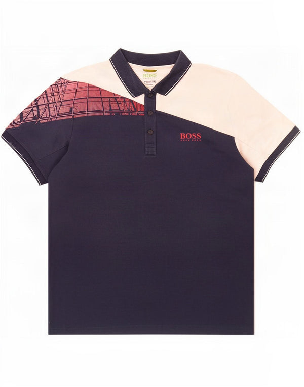 Polo Hugo Boss da uomo vestibilità regolare 2XL cotone color block blu navy