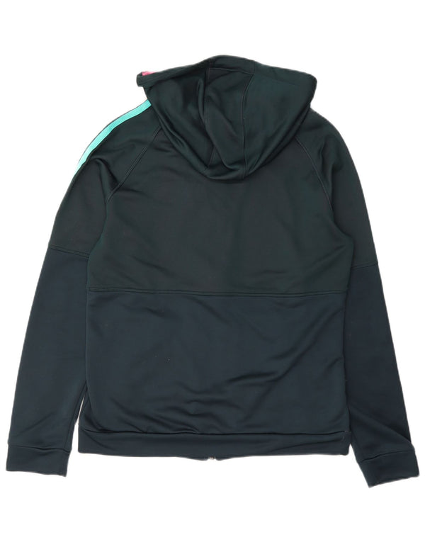 Felpa con cappuccio e zip da donna Adidas UK 12/14 Poliestere blu navy medio