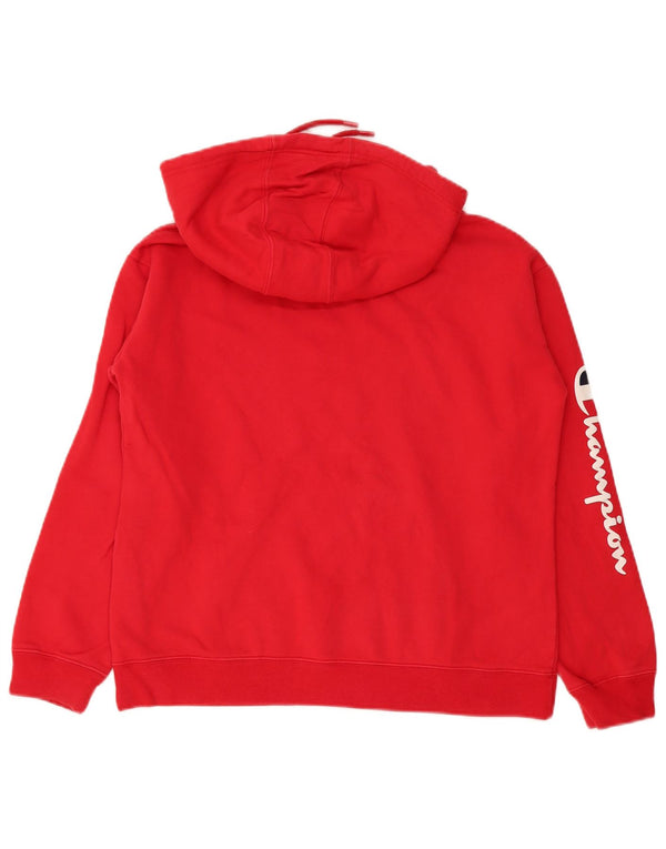 Maglione con cappuccio oversize grafico da donna Champion UK 10 piccolo cotone rosso