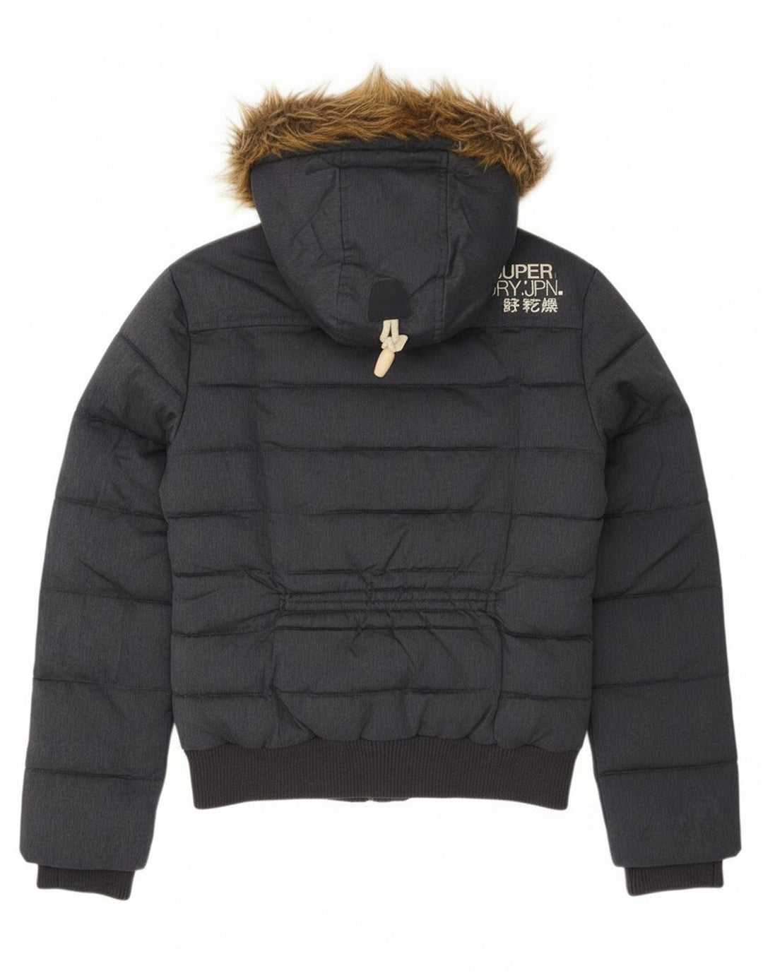 Giacca imbottita con cappuccio da donna Superdry UK 10 Small Poliestere grigio