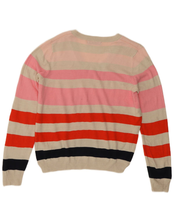 Maglione maglione con scollo a V da donna Marks & Spencer UK 6 XS a righe multicolore
