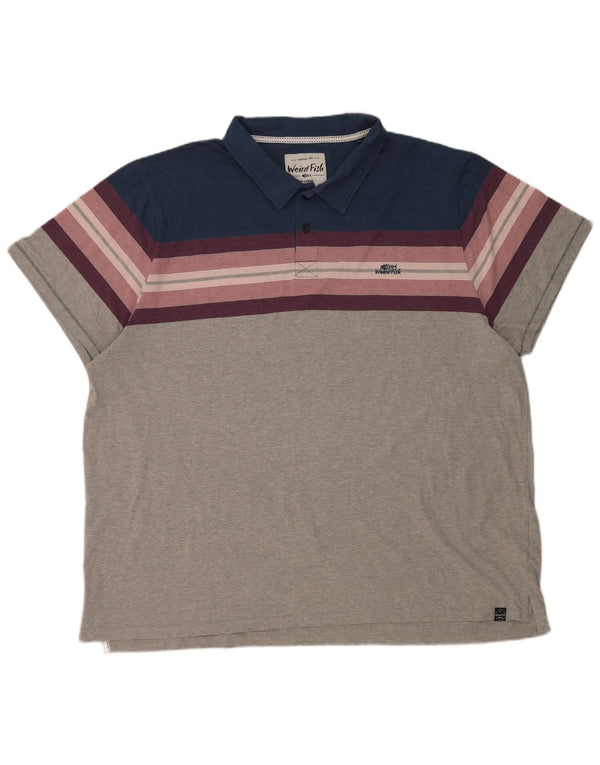 Polo a maniche corte da uomo Weird Fish 4XL in cotone color block grigio