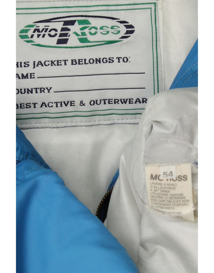 VINTAGE Mens Hooded Ski Jacket IT 54 2XL Blue Colourblock Polyamide