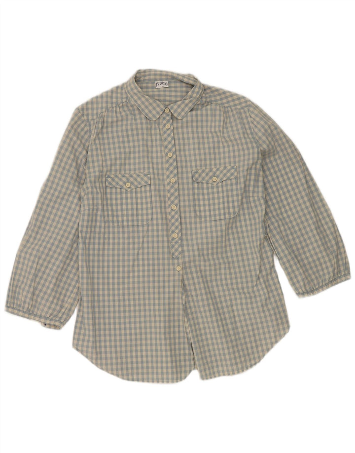 Camicia a maniche a 3/4 da donna Levi's UK 16 grande cotone a quadretti blu