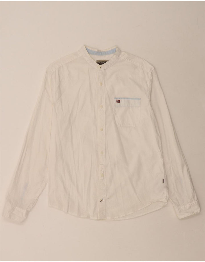 Camicia NAPAPIJRI da uomo con vestibilità regolare geografica, cotone bianco medio