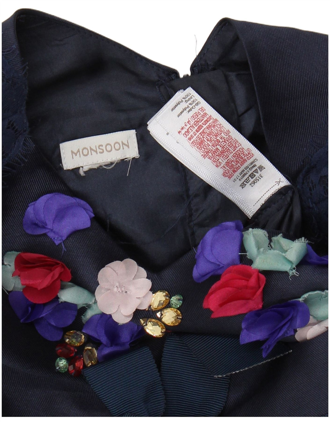 MONSOON Abito a trapezio per ragazze 9-10 anni in poliestere floreale blu navy